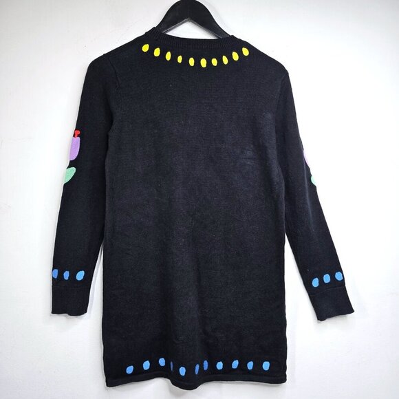 Stella McCartney Black Embroidered Tulip Sweatshirt Tunic Wool Blend Dress - Picture 7 of 9